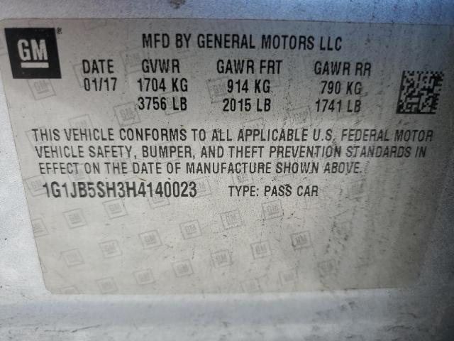 1G1JB5SH3H4140023 - 2017 CHEVROLET SONIC LS 蓝色 照片 12