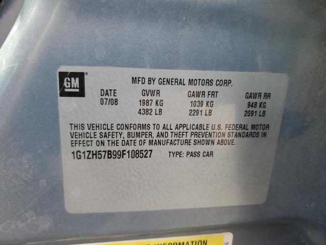 1G1ZH57B99F108527 - 2009 CHEVROLET MALIBU 1LT GRAY photo 12