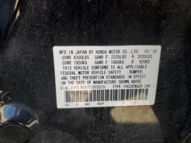 JH4CL96835C015215 - 2005 ACURA TSX BLACK photo 12