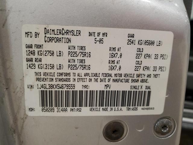 1J4GL38KX5W679559 - 2005 JEEP LIBERTY RENEGADE 银色 照片 13