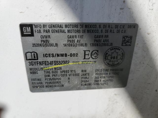 3GYFNFE34FS532302 - 2015 CADILLAC SRX PERFORMANCE COLLECTION Ақ фото 12