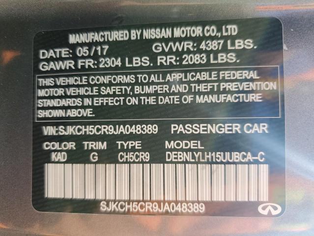 SJKCH5CR9JA048389 - 2018 INFINITI QX30 BASE GRAY photo 12