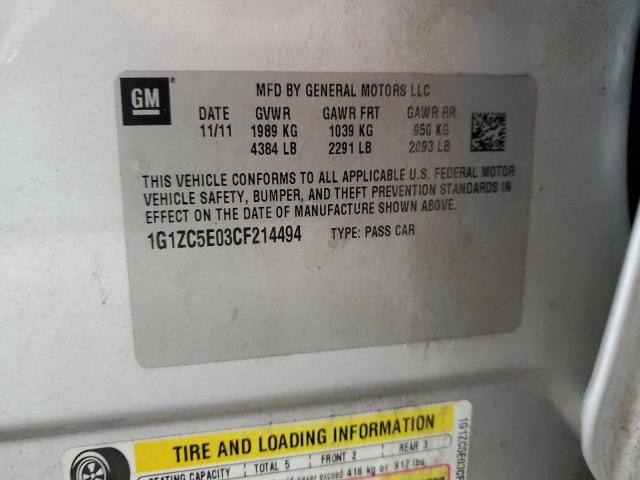 1G1ZC5E03CF214494 - 2012 CHEVROLET MALIBU 1LT 银色 照片 12