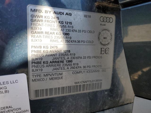WA1CNAFY3J2138584 - 2018 AUDI Q5 PRESTIGE BLUE photo 13