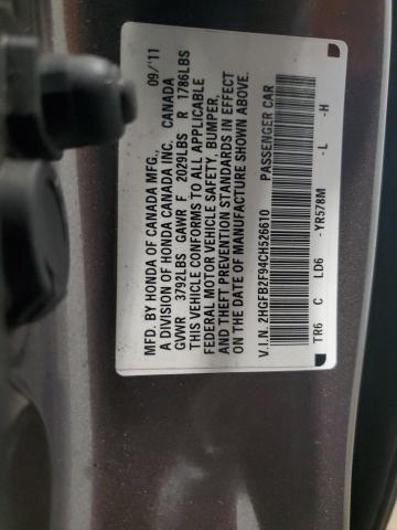 2HGFB2F94CH526610 - 2012 HONDA CIVIC EXL BROWN photo 13