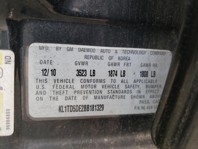 KL1TD5DE2BB181329 - 2011 CHEVROLET AVEO LS 黑色 照片 12