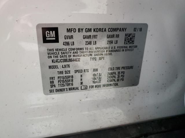 KL4CJCSB8JB644632 - 2018 BUICK ENCORE ESSENCE WHITE photo 12