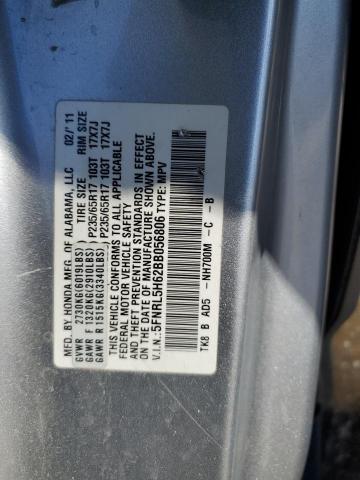 5FNRL5H62BB056806 - 2011 HONDA ODYSSEY EXL SILVER photo 13