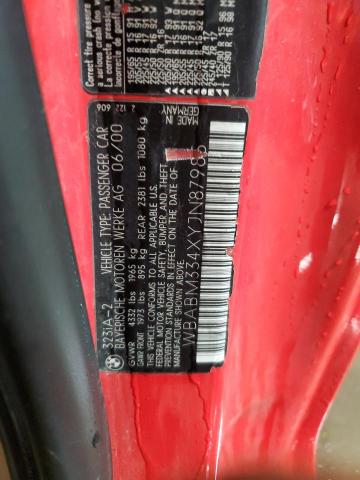 WBABM334XYJN87985 - 2000 BMW 323CI CI RED photo 12