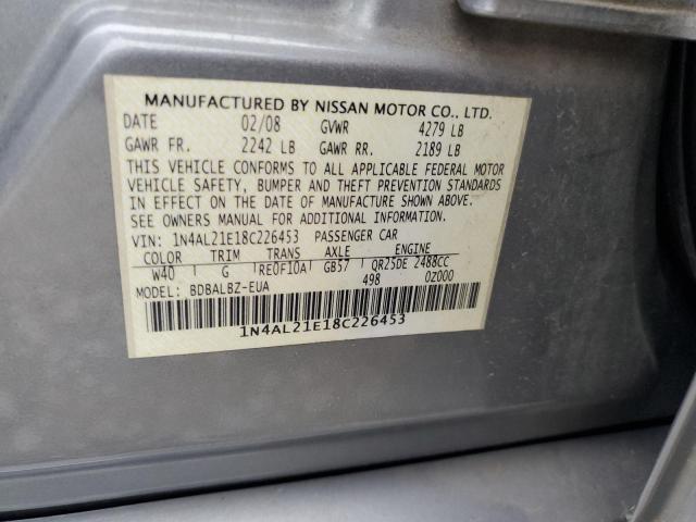 1N4AL21E18C226453 - 2008 NISSAN ALTIMA 2.5 GRAY photo 12