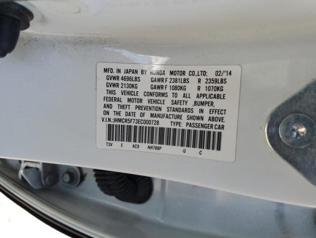 JHMCR5F73EC000728 - 2014 HONDA ACCORD PLUG-IN HYBRID WHITE photo 13