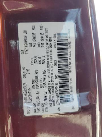 1D7HL42NX3S280485 - 2003 DODGE DAKOTA SLT MAROON photo 12