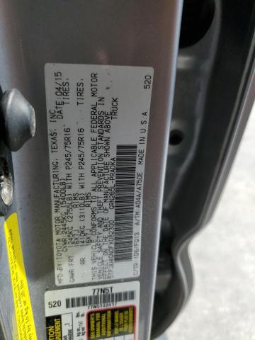 5TFJU4GN0FX082300 - 2015 TOYOTA TACOMA DOUBLE CAB PRERUNNER GRAY photo 12