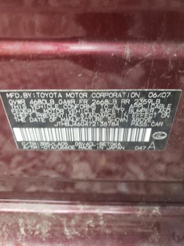 JTHBJ46G472138784 - 2007 LEXUS ES 350 BURGUNDY photo 10