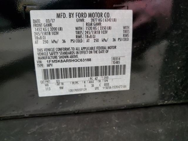 1FM5K8AR5HGC63188 - 2017 FORD EXPLORER POLICE INTERCEPTOR أسود صورة 13