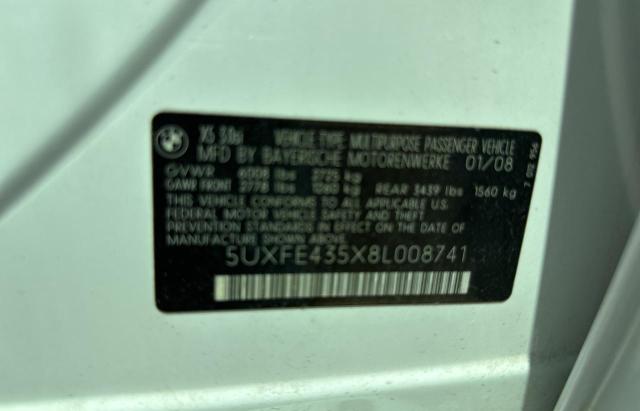 5UXFE435X8L008741 - 2008 BMW X5 3.0I WHITE photo 10