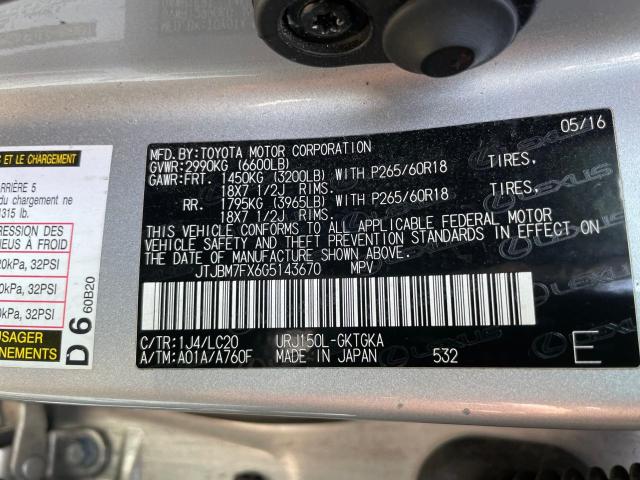 JTJBM7FX6G5143670 - 2016 LEXUS GX 460 SILVER photo 10