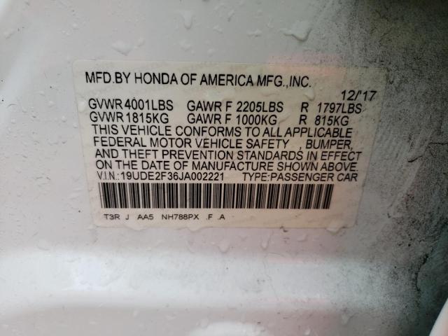 19UDE2F36JA002221 - 2018 ACURA ILX BASE WATCH PLUS WHITE photo 12