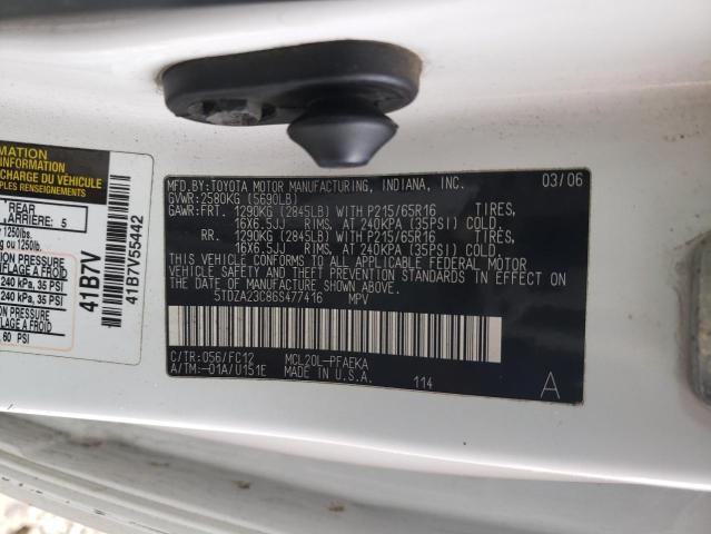 5TDZA23C86S477416 - 2006 TOYOTA SIENNA CE WHITE photo 13