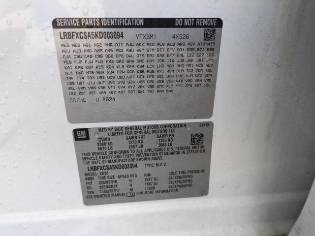 LRBFXCSA5KD003094 - 2019 BUICK ENVISION ESSENCE Սպիտակ լուսանկար 14