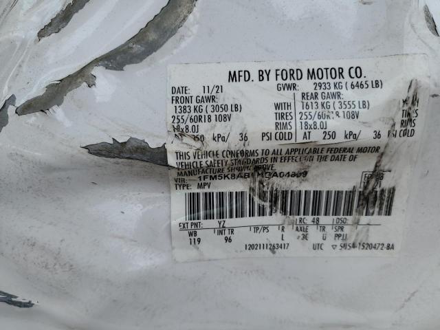 1FM5K8AB5NGA04859 - 2022 FORD EXPLORER POLICE INTERCEPTOR 白色 照片 13