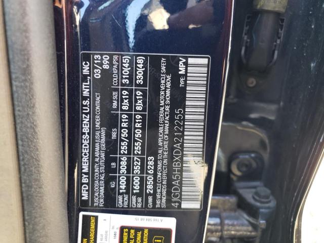 4JGDA5HBXDA212255 - 2013 MERCEDES-BENZ ML 350 4MATIC BLUE photo 13