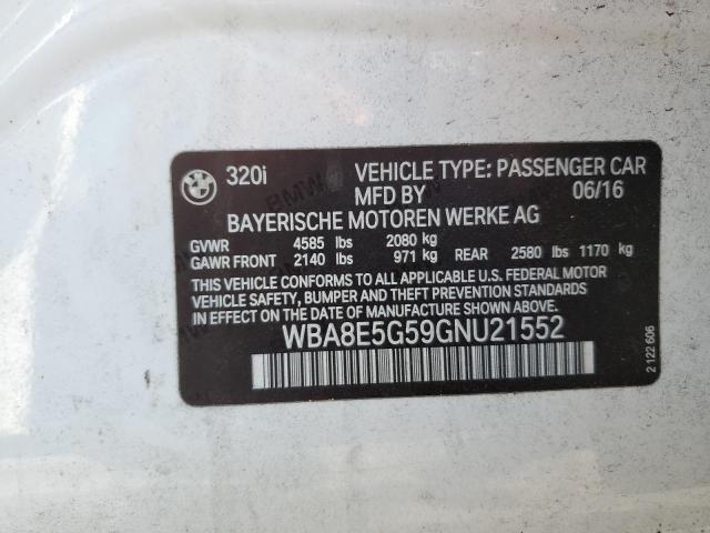 WBA8E5G59GNU21552 - 2016 BMW 320 XI WHITE photo 12