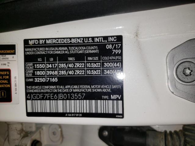 4JGDF7FE6JB013557 - 2018 MERCEDES-BENZ GLS 63 AMG 4MATIC WHITE photo 13