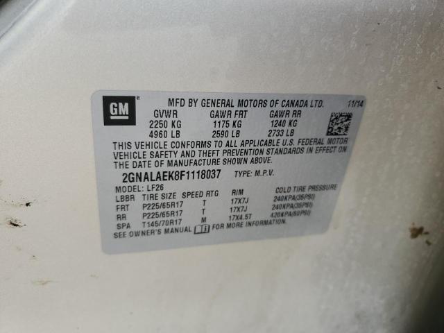 2GNALAEK8F1118037 - 2015 CHEVROLET EQUINOX LS SILVER photo 12