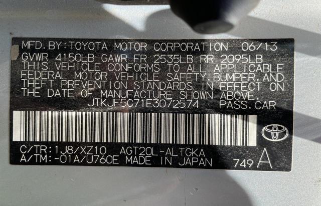 JTKJF5C71E3072574 - 2014 TOYOTA SCION TC SILVER photo 10