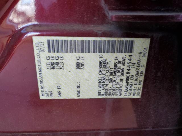 1N4AA5AP0DC844544 - 2013 NISSAN MAXIMA S BURGUNDY photo 12