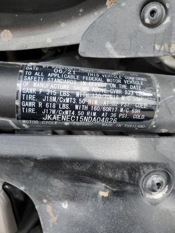 JKAENEC15NDA04826 - 2022 KAWASAKI EN650 C GRAY photo 9