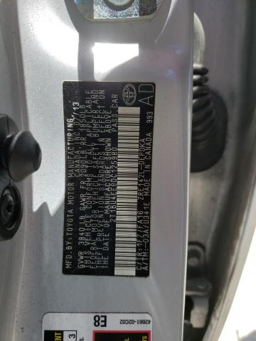 2T1BU4EE8DC125980 - 2013 TOYOTA COROLLA BASE SILVER photo 12