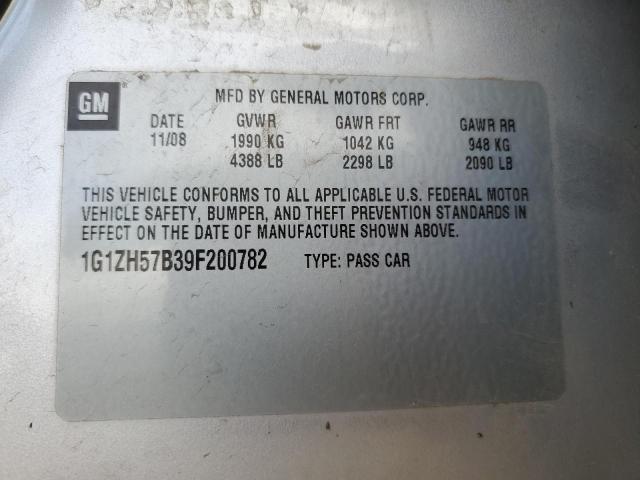 1G1ZH57B39F200782 - 2009 CHEVROLET MALIBU 1LT 银色 照片 12