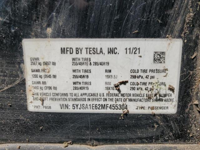 5YJSA1E62MF455304 - 2021 TESLA MODEL S BLACK photo 12