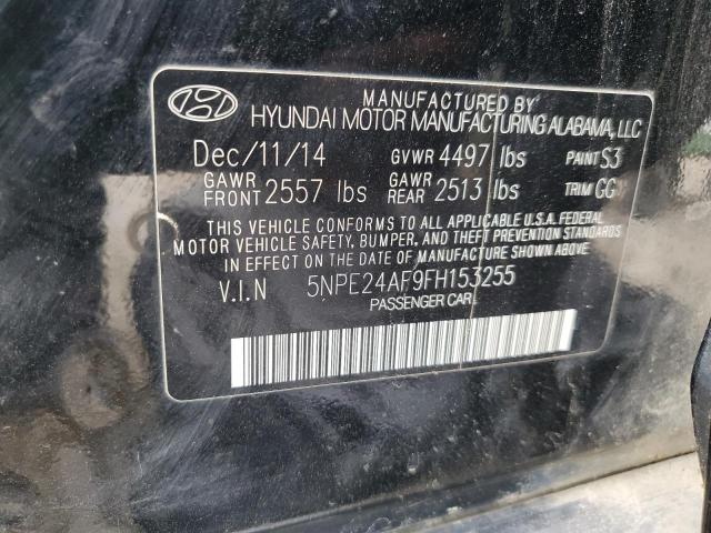 5NPE24AF9FH153255 - 2015 HYUNDAI SONATA SE BLACK photo 12