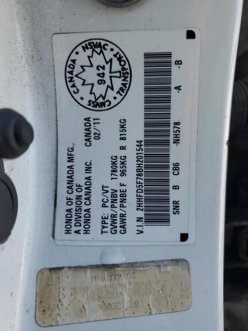 2HHFD5F78BH201544 - 2011 ACURA CSX TECHNOLOGY WHITE photo 13