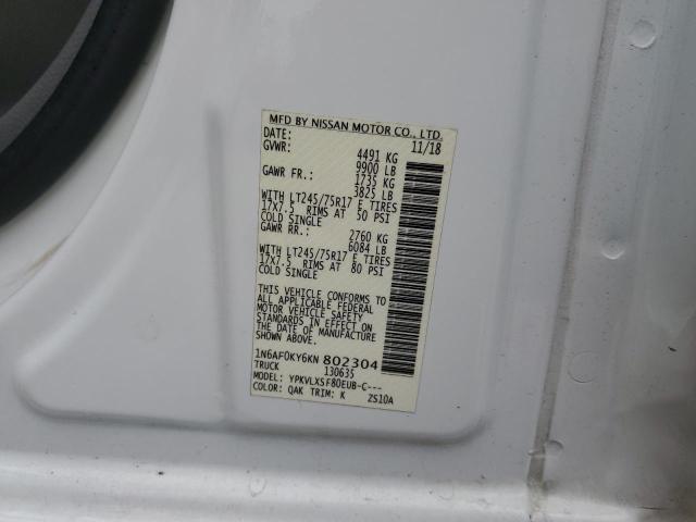 1N6AF0KY6KN802304 - 2019 NISSAN NV 2500 S WHITE photo 13