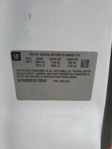 2G1WG5E31C1132241 - 2012 CHEVROLET IMPALA LT თეთრი ფოტო 12