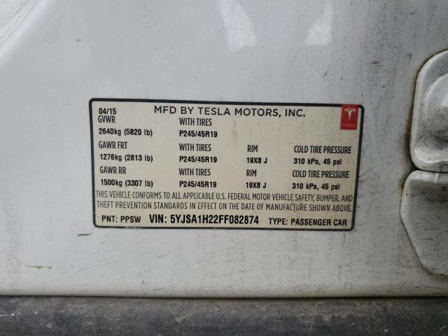 5YJSA1H22FF082874 - 2015 TESLA MODEL S 85D WHITE photo 13