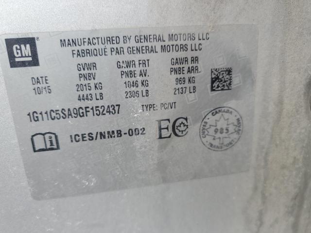 1G11C5SA9GF152437 - 2016 CHEVROLET MALIBU LIM LT 银色 照片 12