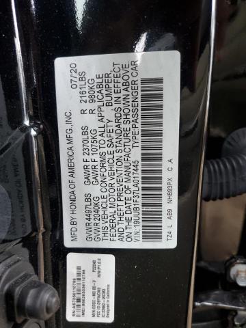 19UUB1F37LA017445 - 2020 ACURA TLX BLACK photo 12