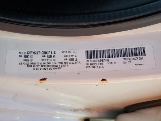 1B3BD4FB1BN617038 - 2011 DODGE AVENGER EXPRESS WHITE photo 12