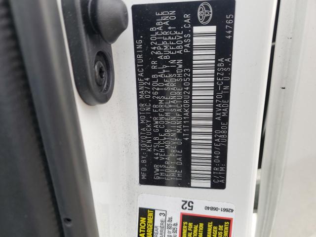 4T1T11AK0RU240523 - 2024 TOYOTA CAMRY SE NIGHT SHADE WHITE photo 13