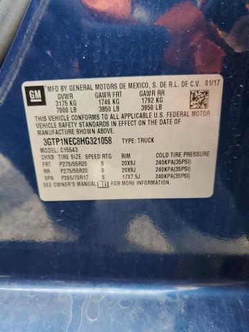 3GTP1NEC8HG321058 - 2017 GMC SIERRA C1500 SLT BLUE photo 12