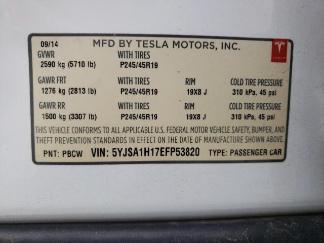 5YJSA1H17EFP53820 - 2014 TESLA MODEL S შავი ფოტო 12