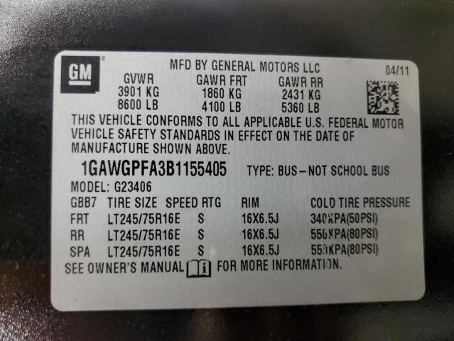 1GAWGPFA3B1155405 - 2011 CHEVROLET EXPRESS G2 LS BLACK photo 13