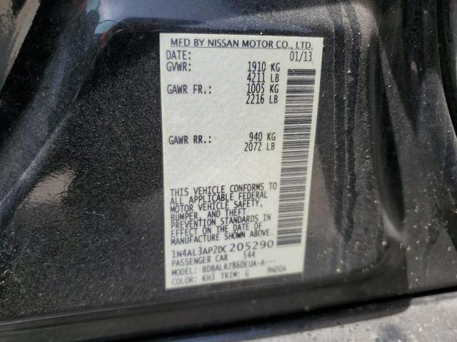 1N4AL3AP2DC205290 - 2013 NISSAN ALTIMA 2.5 BLACK photo 12