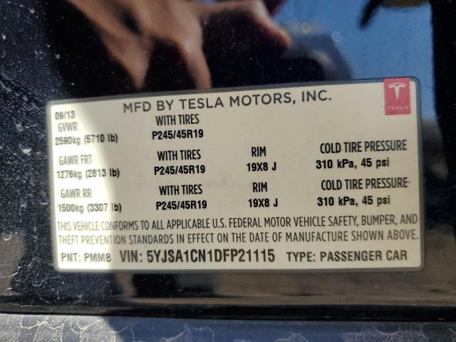 5YJSA1CN1DFP21115 - 2013 TESLA MODEL S 黑色 照片 12
