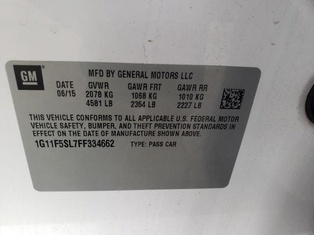 1G11F5SL7FF334662 - 2015 CHEVROLET MALIBU LTZ 白色 照片 12